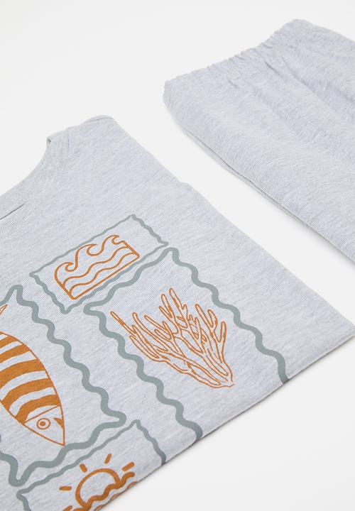 Pop Candy - Pj set with placement print - grey/rust