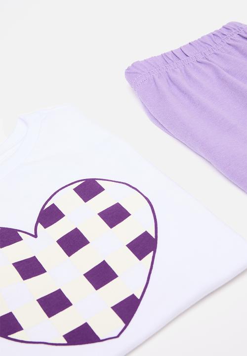 Pop Candy - PJ set with placement print - white/lilac