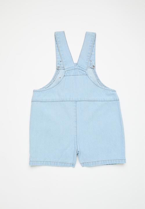 Pop Candy - Light wash denim dungarees - blue