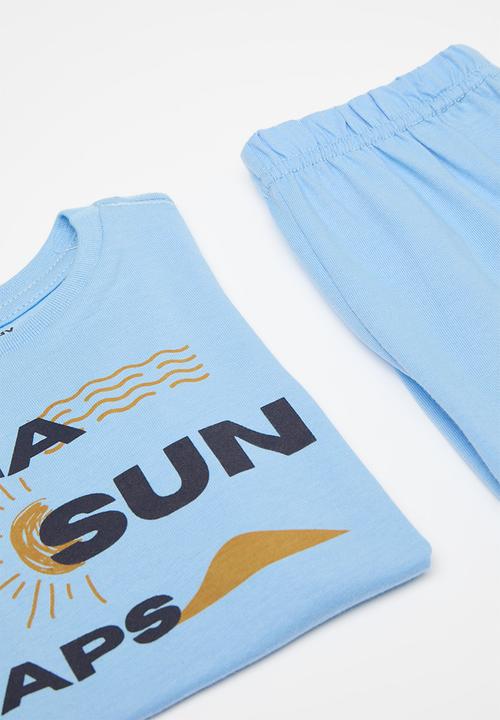 Pop Candy - Pj set with slogan and graphic print - sky blue/sea sun naps