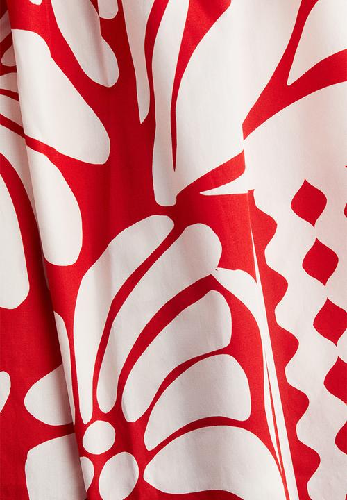 H&M - Poplin maxi skirt - bright red patterned