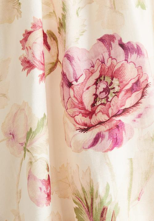 H&M - Bubble-hem dress - cream & pink floral