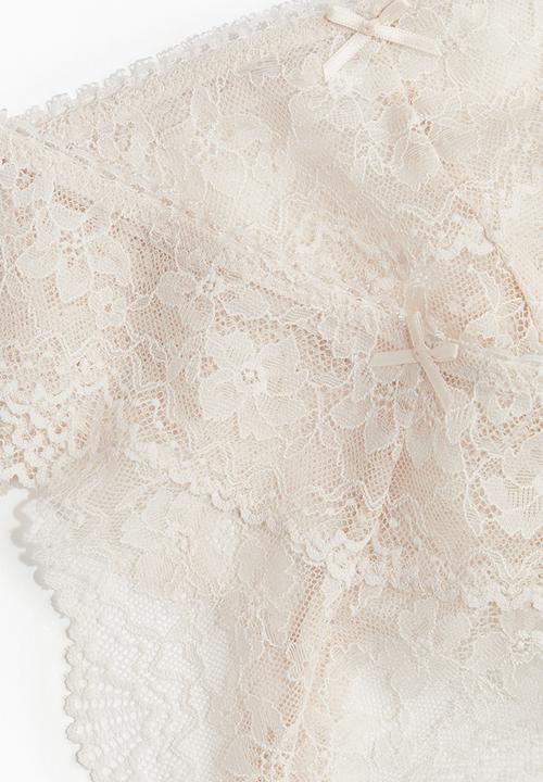 H&M - 2 pack lace thong briefs - pale beige