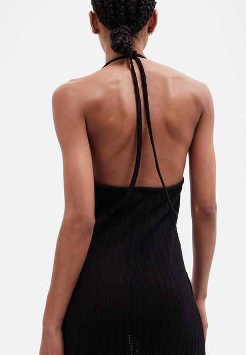 H&M - Embellished pointelle-knit dress - black