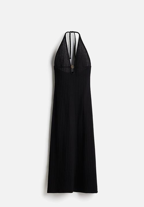 H&M - Embellished pointelle-knit dress - black