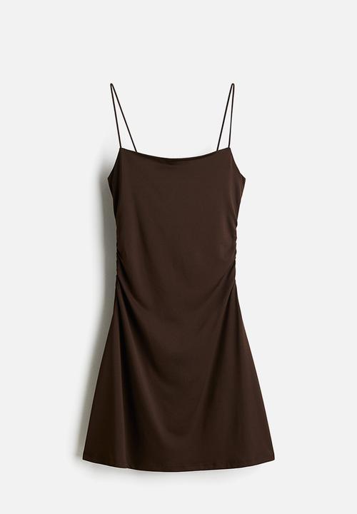 H&M - Draped slip dress - dark brown 