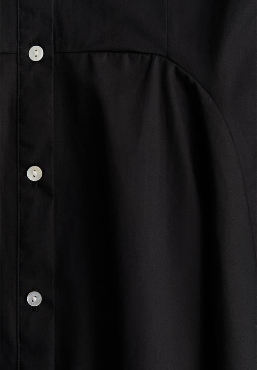 H&M - Button-front cotton dress - black