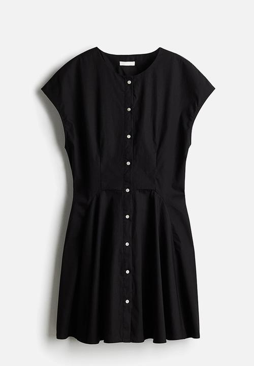 H&M - Button-front cotton dress - black