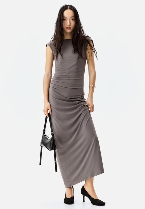 Draped bodycon dress - dark grey - 1272061002