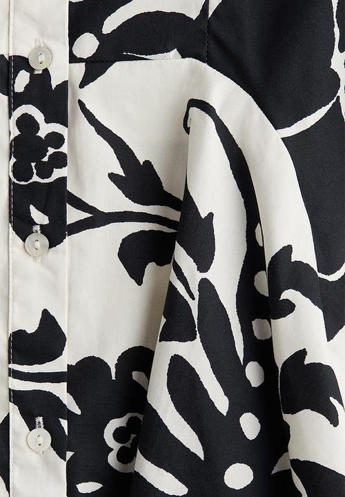 H&M - Button-front cotton dress - white patterned