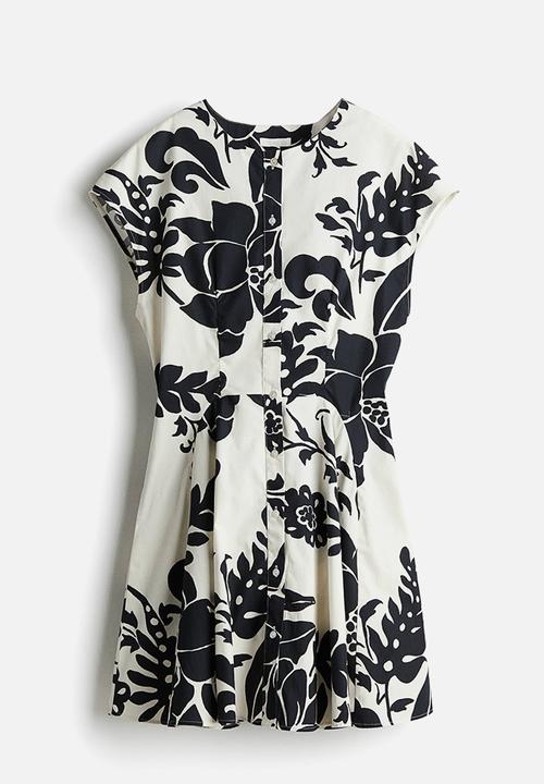 H&M - Button-front cotton dress - white patterned