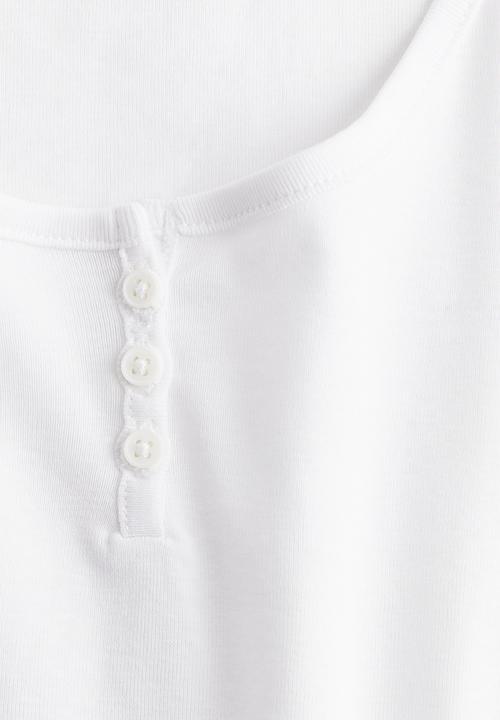 H&M - Button-top scoop-neck T-shirt - white