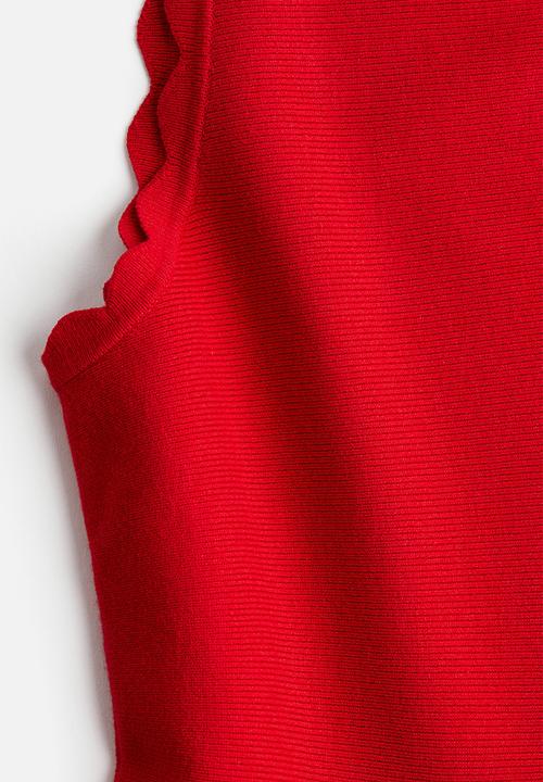 H&M - Scalloped mini dress - red