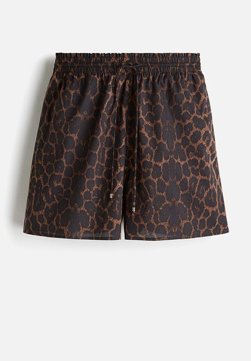 H&M - Printed drawstring shorts - brown leopard print