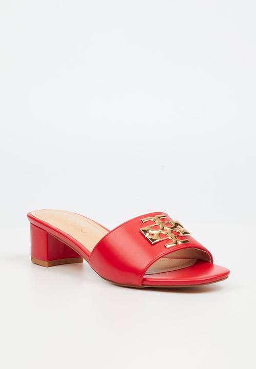 Miss Black - Bina 1 block heel mule - red