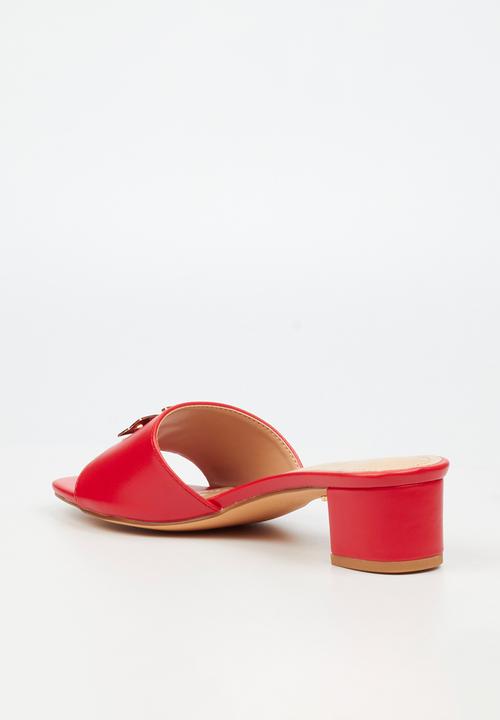 Miss Black - Bina 1 block heel mule - red