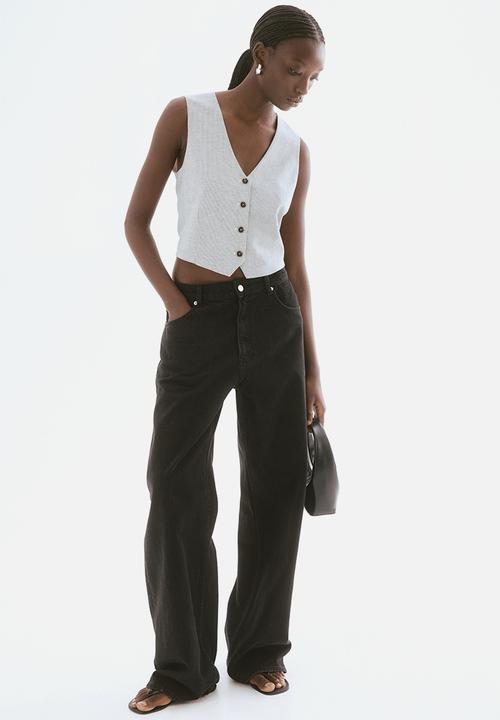 H&M - Tailored suit waistcoat - white/black striped 