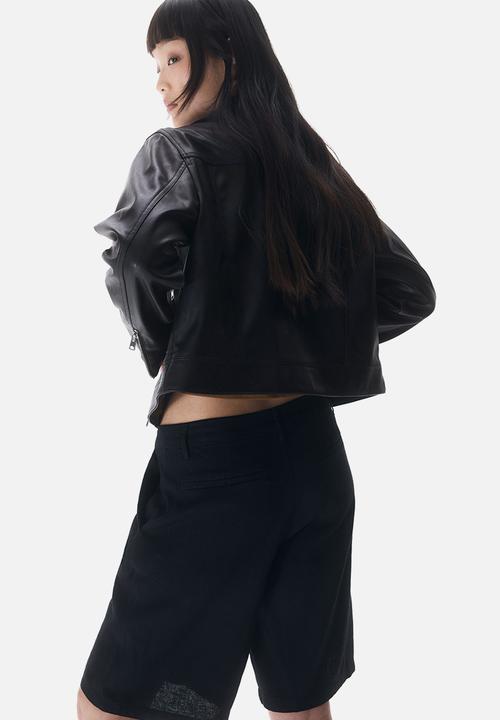 H&M - Short biker jacket - black