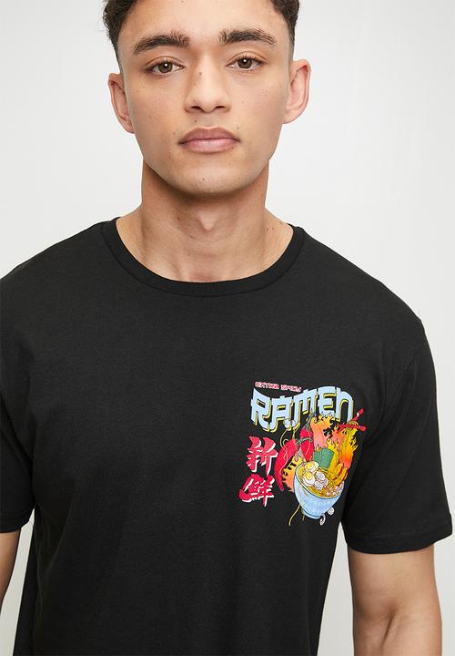 Brave Soul - Ramen Print T-Shirts - Jet Black