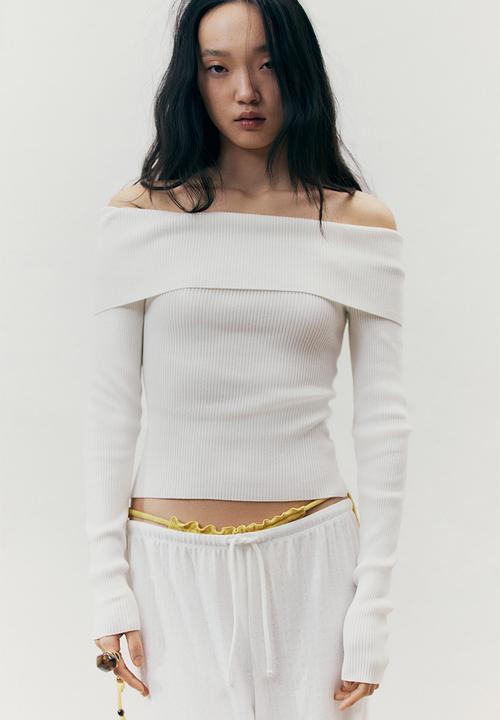 H&M - Wide drawstring trousers - white