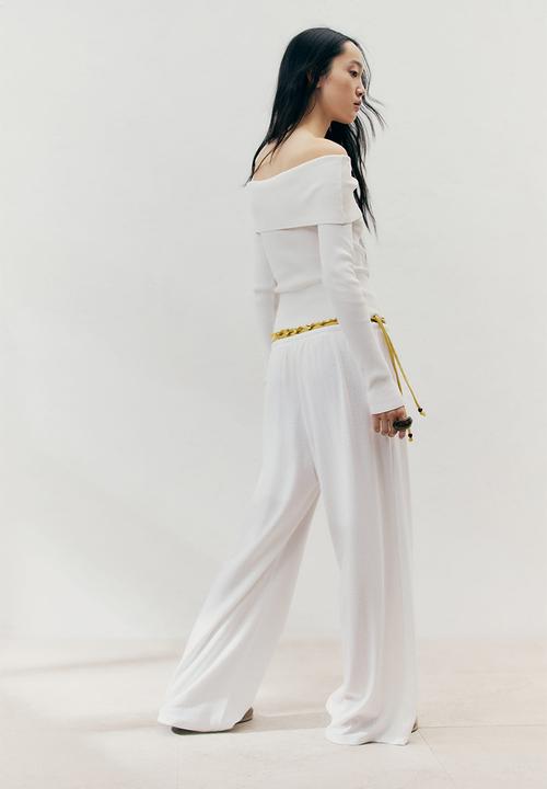 H&M - Wide drawstring trousers - white