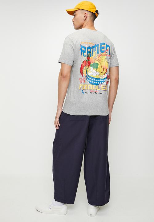 Brave Soul - Ramen Print T-Shirts - Light Grey Marl