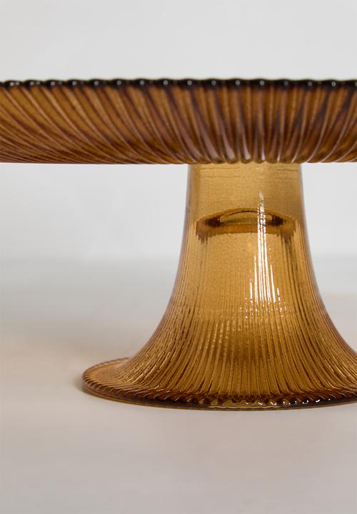 Excellent Houseware - Keke glass cake stand - Amber