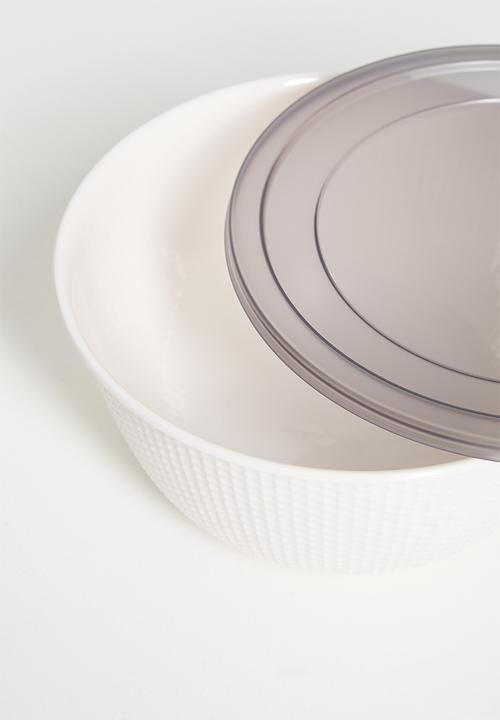 Excellent Houseware - Embossed nested food storage - cream