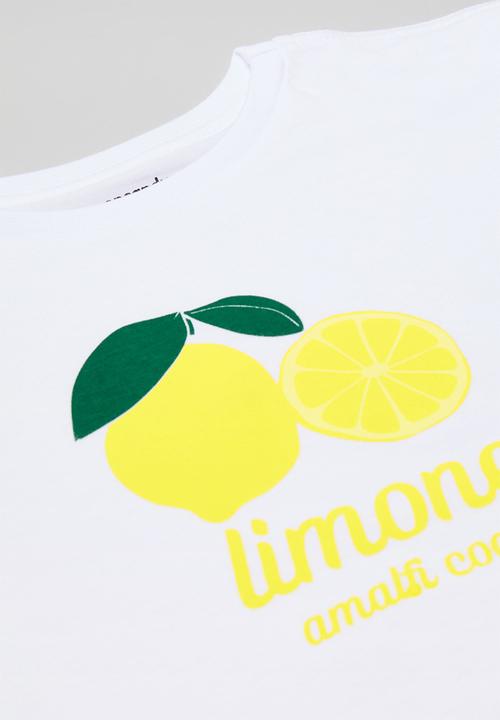 Pop Candy - Limone amalfi coast placement print tee & shorts - white/blue