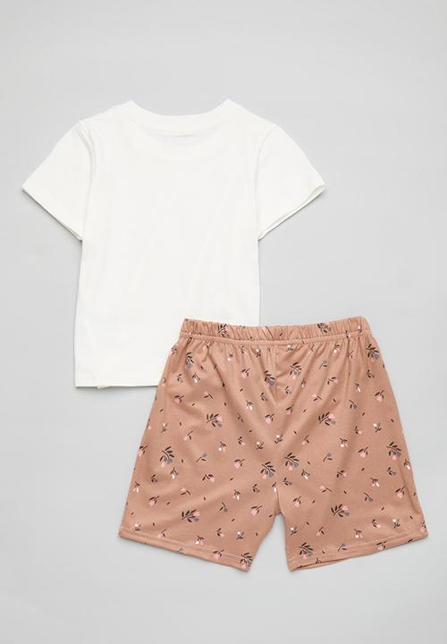 Pop Candy - Pj set with rose placement - white/pink/floral aop