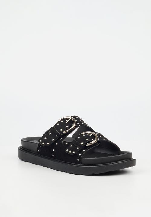 Butterfly Feet - Paloma 2 two strap slide - black