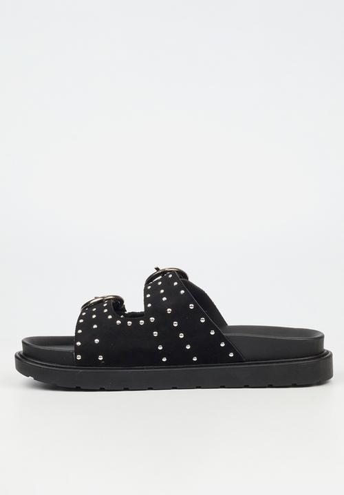 Butterfly Feet - Paloma 2 two strap slide - black