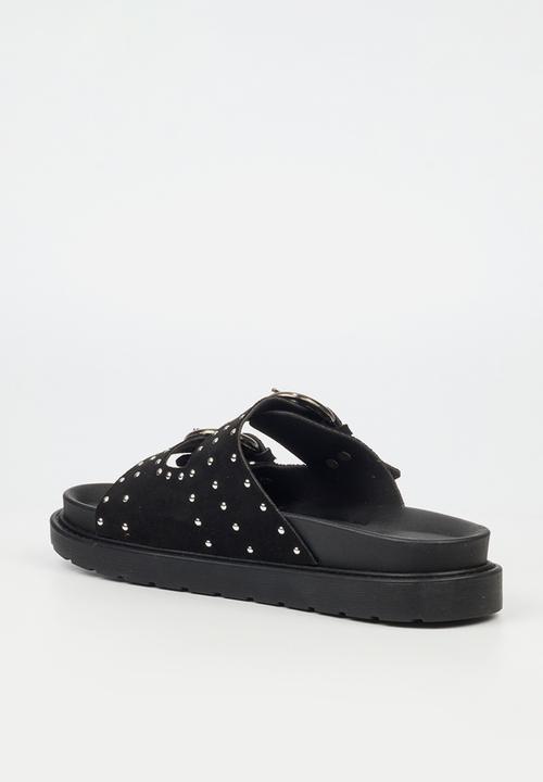 Butterfly Feet - Paloma 2 two strap slide - black