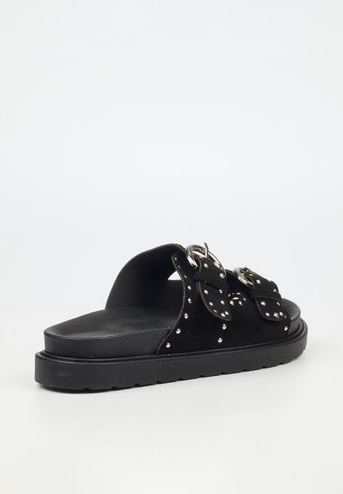 Butterfly Feet - Paloma 2 two strap slide - black