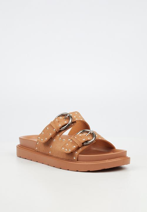 Butterfly Feet - Paloma 2 two strap slide - taupe