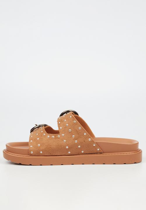 Butterfly Feet - Paloma 2 two strap slide - taupe