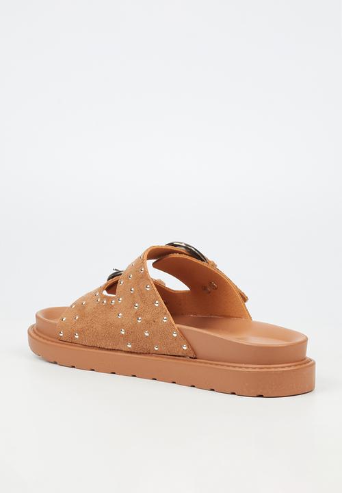 Butterfly Feet - Paloma 2 two strap slide - taupe