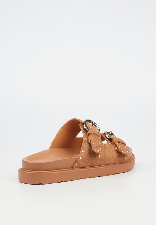 Butterfly Feet - Paloma 2 two strap slide - taupe