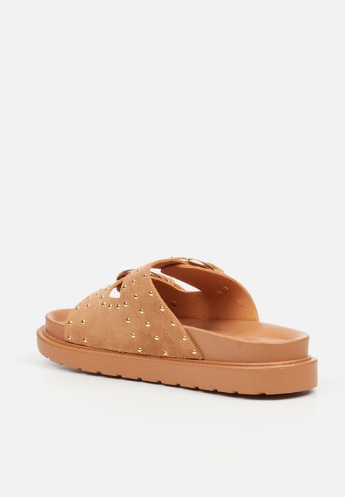 Butterfly Feet - Paloma 2 two strap slide - taupe
