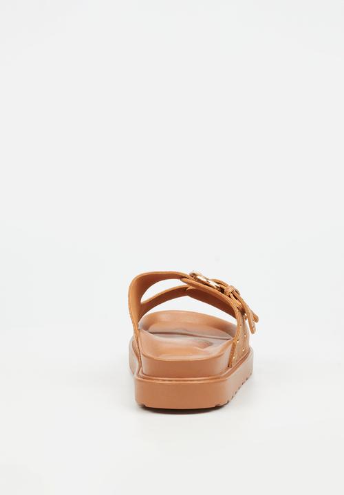 Butterfly Feet - Paloma 2 two strap slide - taupe