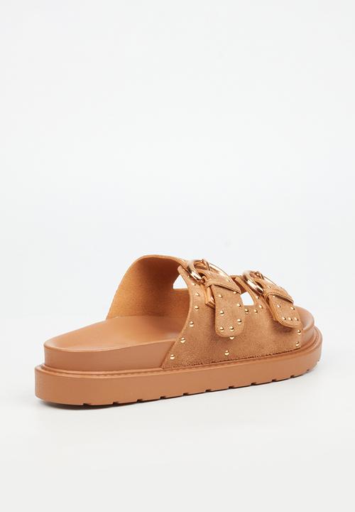 Butterfly Feet - Paloma 2 two strap slide - taupe