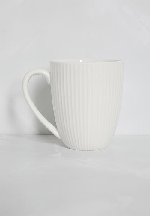Excellent Houseware - Embossed porcelain mug  set of 4 - white