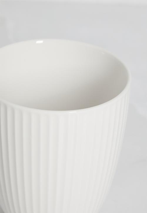 Excellent Houseware - Embossed porcelain mug  set of 4 - white