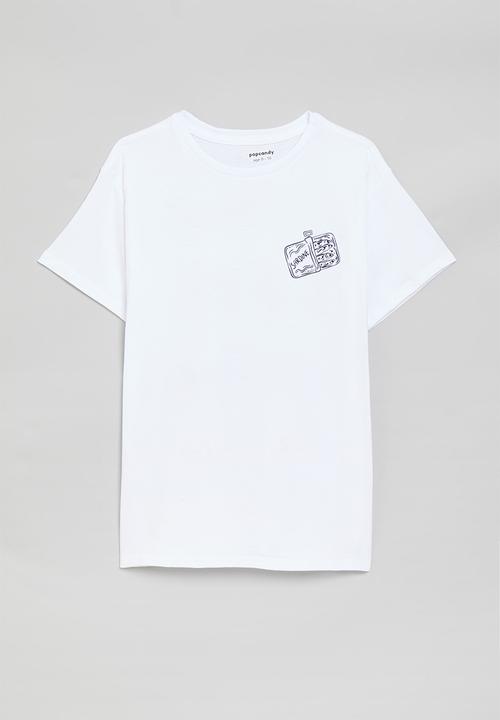 Pop Candy - Placement & graphic print tee - white/navy/red/sardines
