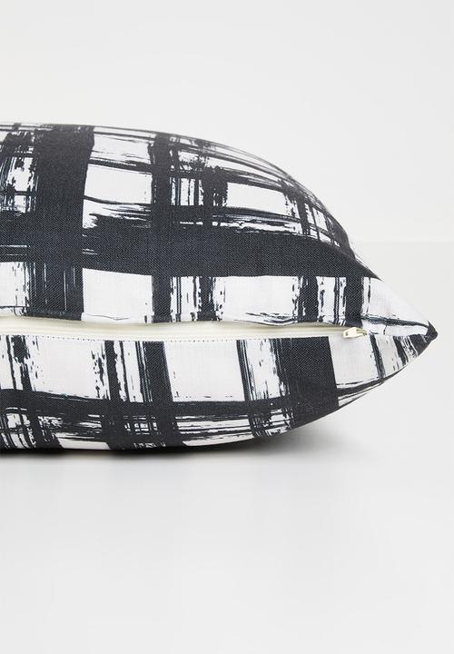 Sixth Floor - Grid Printed Cushion Cover - Natural & Black 
