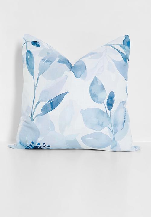 Floral Printed Cushion Cover - Blue