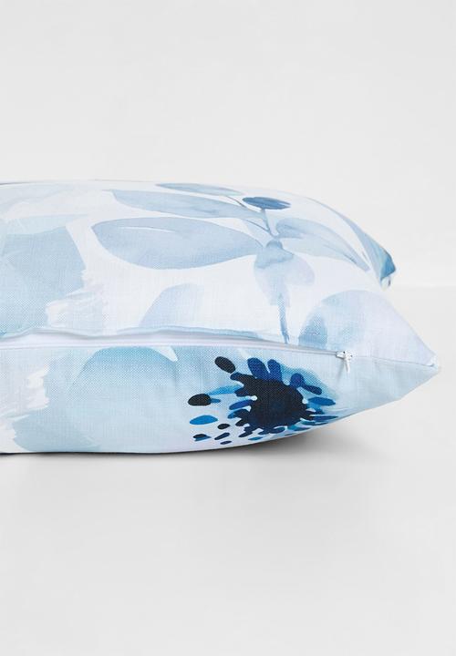 Sixth Floor - Floral Printed Cushion Cover - Blue