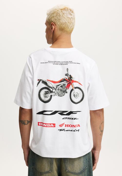 Cotton On - Cropped fit honda x jt racing T-shirt -lcn hon white / honda 