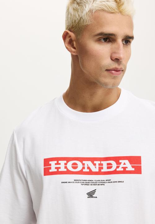 Cotton On - Cropped fit honda x jt racing T-shirt -lcn hon white / honda 