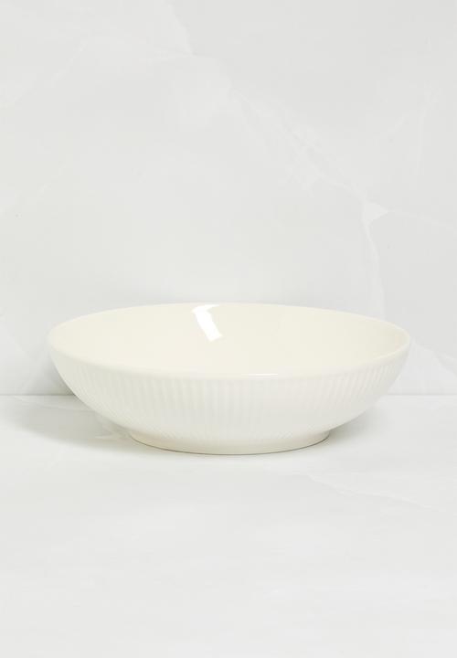 Excellent Houseware - Embossed porcelain pasta bowl set of 4 - white